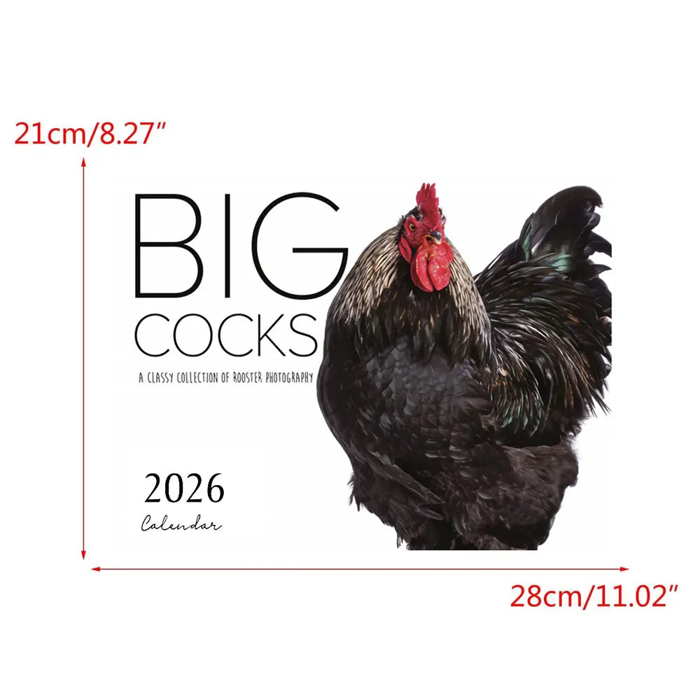 Rooster Calendar 2026 Funny Rooster Monthly Calendar 8x11 Inch Chicken Illustrations Calendar Scheduling 2026 Wall Calendar