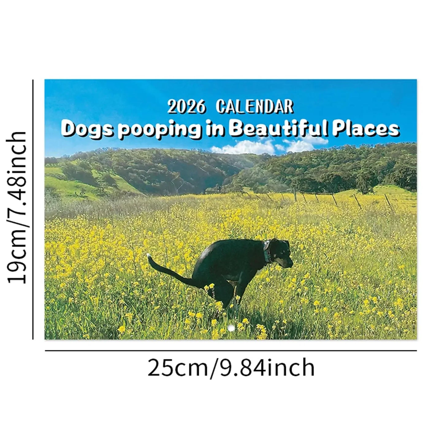Pooping Dog Calendar 2026 Large Monthly Grid Planning With Important Note Space Funny Gifs For Dogs Lover's Home Decora