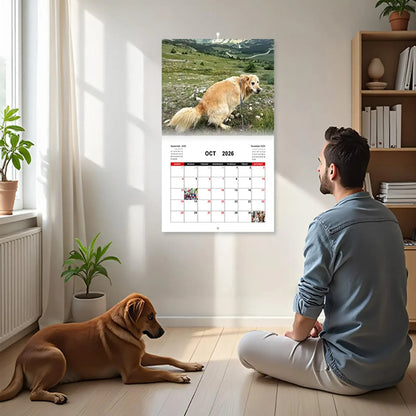 Pooping Dog Calendar 2026 Large Monthly Grid Planning With Important Note Space Funny Gifs For Dogs Lover's Home Decora