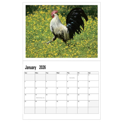 Rooster Calendar 2026 Funny Rooster Monthly Calendar 8x11 Inch Chicken Illustrations Calendar Scheduling 2026 Wall Calendar